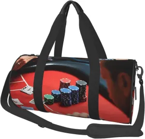 Poker Tournament Print Round Large Capacity Travel Luggage Bags,Men's and Women's Hand-Held Travel Clothing Bags