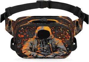 Polka Dot Astronaut Men's and Women's Waist Pack Crossbody Abstraction Characters Waist Pack Running Strap, Adjustable Shoulder Strap - For Hiking and Running Exercise Fitness
