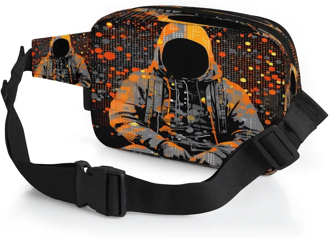 Polka Dot Astronaut Men's and Women's Waist Pack Crossbody Abstraction Characters Waist Pack Running Strap, Adjustable Shoulder Strap - For Hiking and Running Exercise Fitness