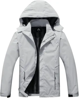 Pooluly Men's Lightweight Rain Jacket Outdoor Softshell Hiking Windbreaker Waterproof Hooded Raincoat