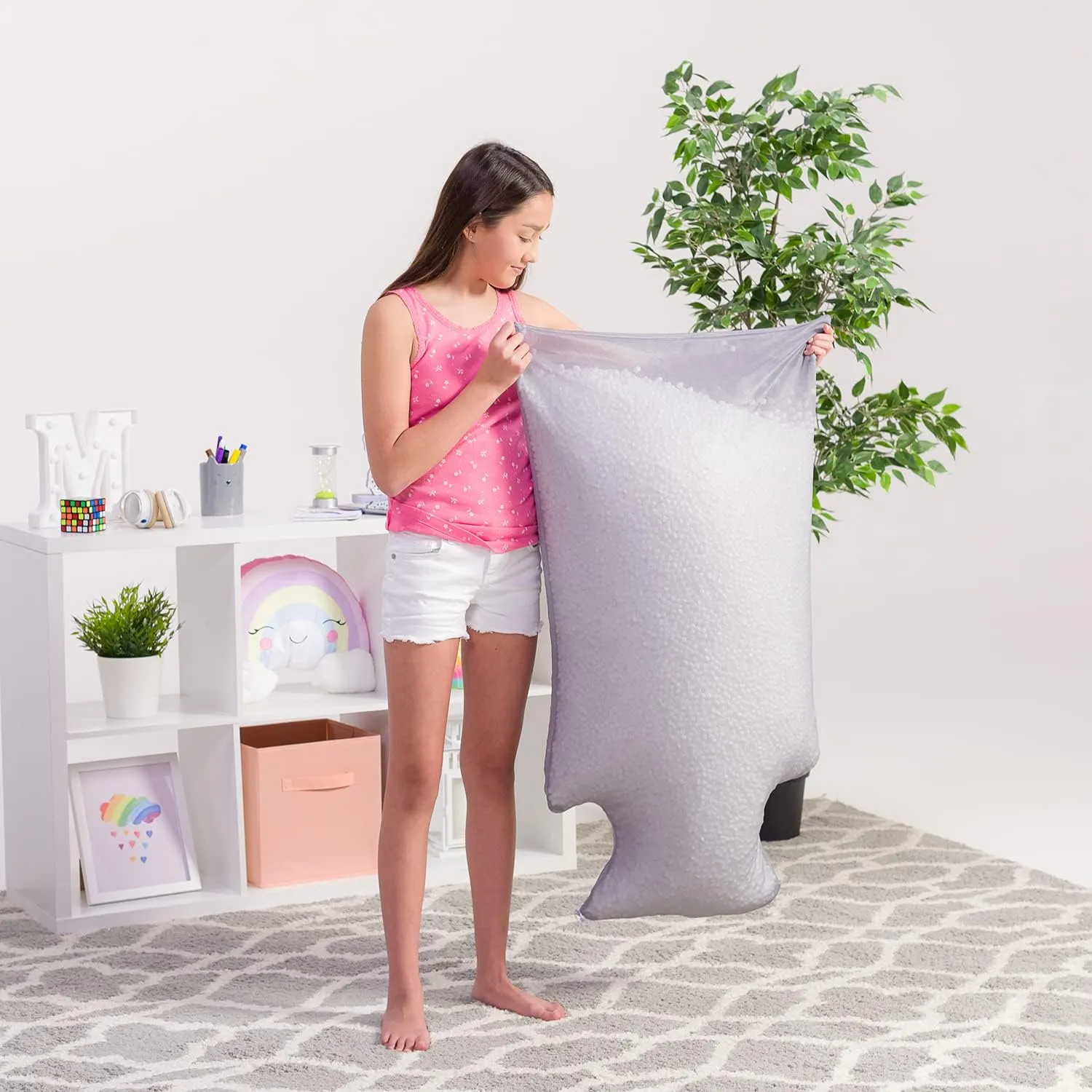 Posh Creations Foam Filling Bean Bag Refill, 100L 2-PK, White with EZ-Pour Zipper Spout