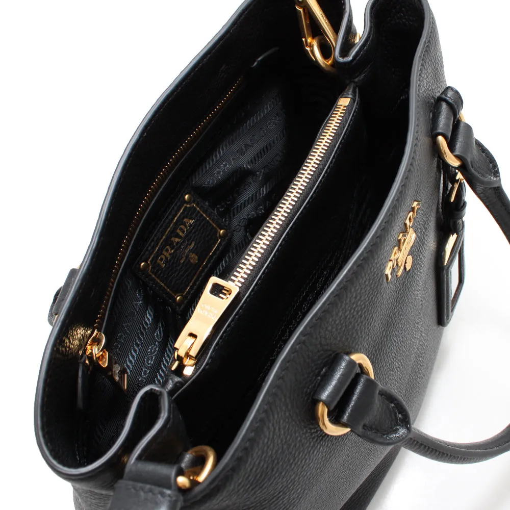 Prada 1BA058 Vitello Phenix Leather Convertible Bag- Cammeo