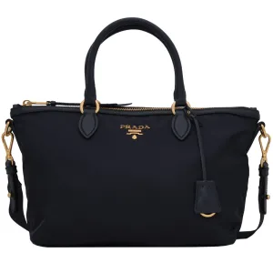 Prada 1BA104 Tessuto Nylon Convertible Tote Bag- Blue