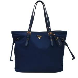 Prada 1BG997 Nylon Shoulder Tote Bag with Leather Drawstring- Royal