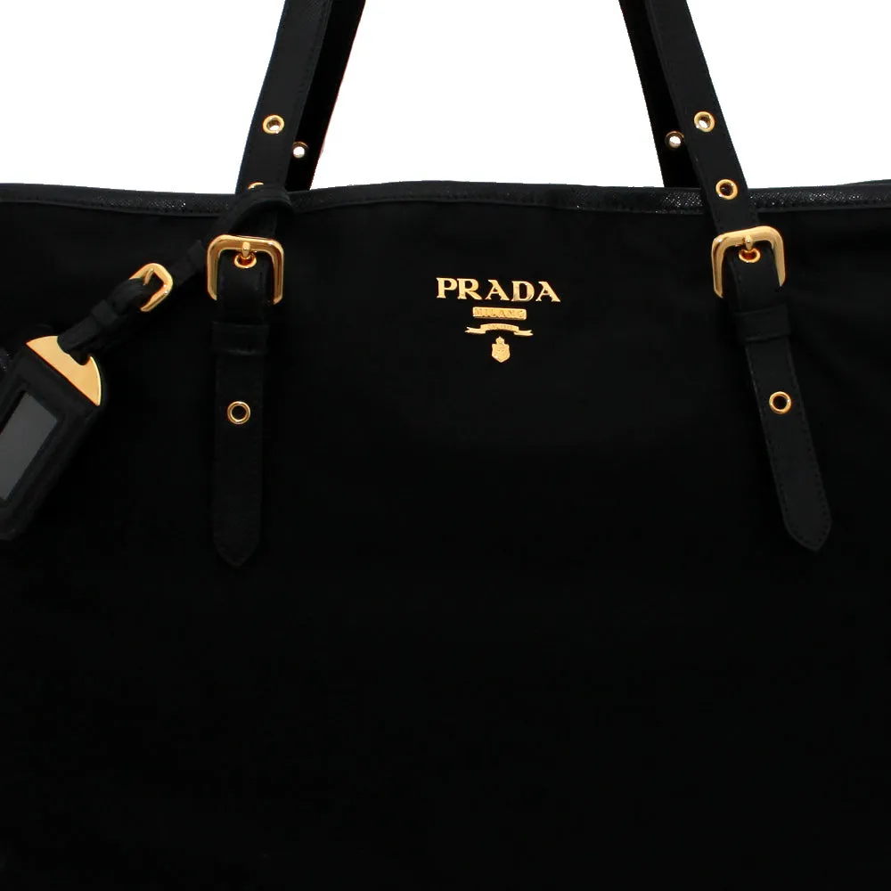 Prada 1BG997 Nylon Shoulder Tote Bag with Leather Drawstring- Royal