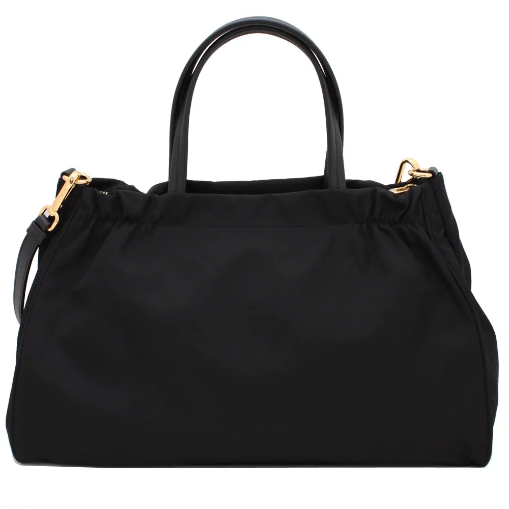 Prada B1843M Tessuto Nylon & Saffiano Leather Trim Top Zip Bag- Granato