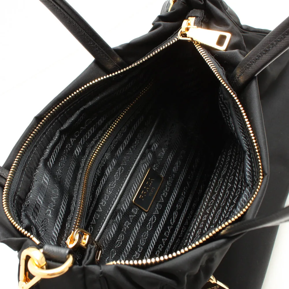Prada B1843M Tessuto Nylon & Saffiano Leather Trim Top Zip Bag- Granato