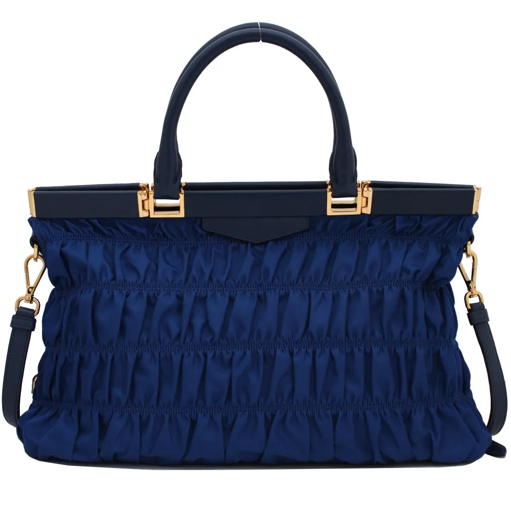 Prada B2803Z Tessuto Nylon Gaufre Convertible Bag- Blue
