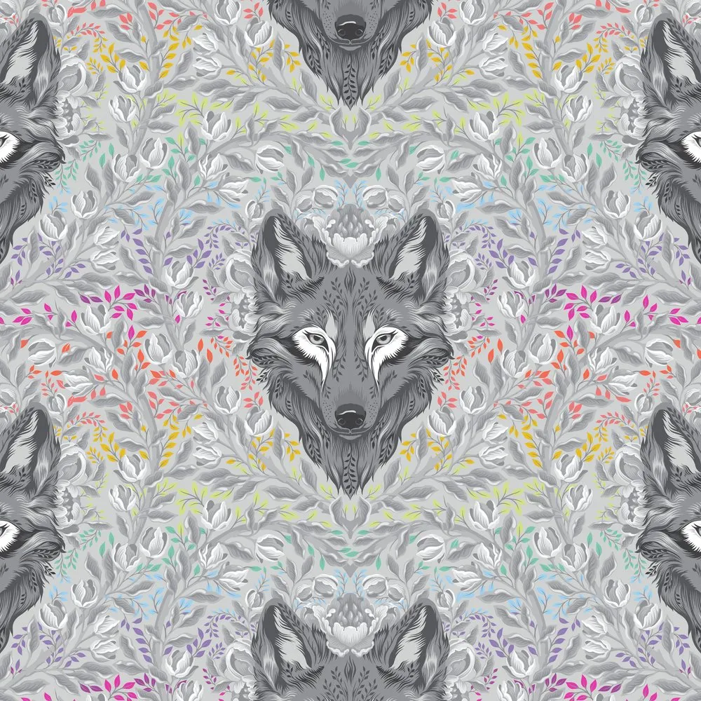 PRE-ORDER GRAYWORK Tula Pink  - Wolf of Pink Street - Fog
