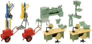 Preiser Workshop Equipment - Model Train Figures - Small - Multiple Figures - Adult - Industrial