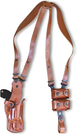Premium Leather Vertical Shoulder Holster System with Double Speed Loader, for Colt King Cobra/Colt Viper 357 Mag 6-Shot 3" Barrel, Right Hand Draw, Brown Color #1631#