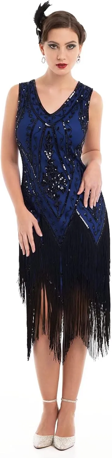 PrettyGuide Women's 1920s Flapper Dress Vintage Swing Fringed Gatsby Roaring 20s Dress