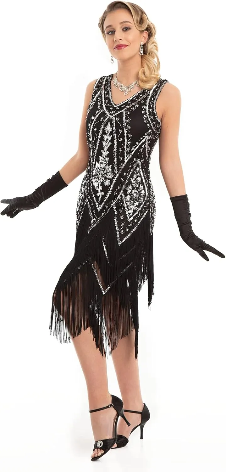 PrettyGuide Women's 1920s Flapper Dress Vintage Swing Fringed Gatsby Roaring 20s Dress