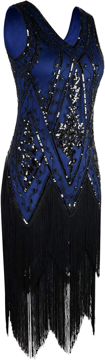 PrettyGuide Women's 1920s Flapper Dress Vintage Swing Fringed Gatsby Roaring 20s Dress