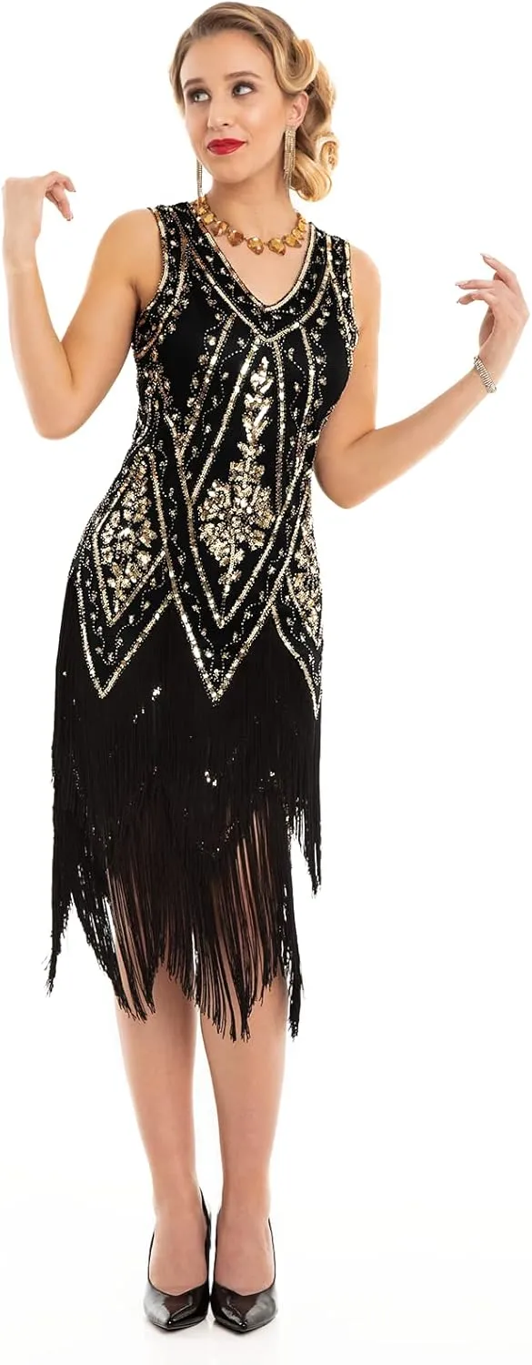 PrettyGuide Women's 1920s Flapper Dress Vintage Swing Fringed Gatsby Roaring 20s Dress