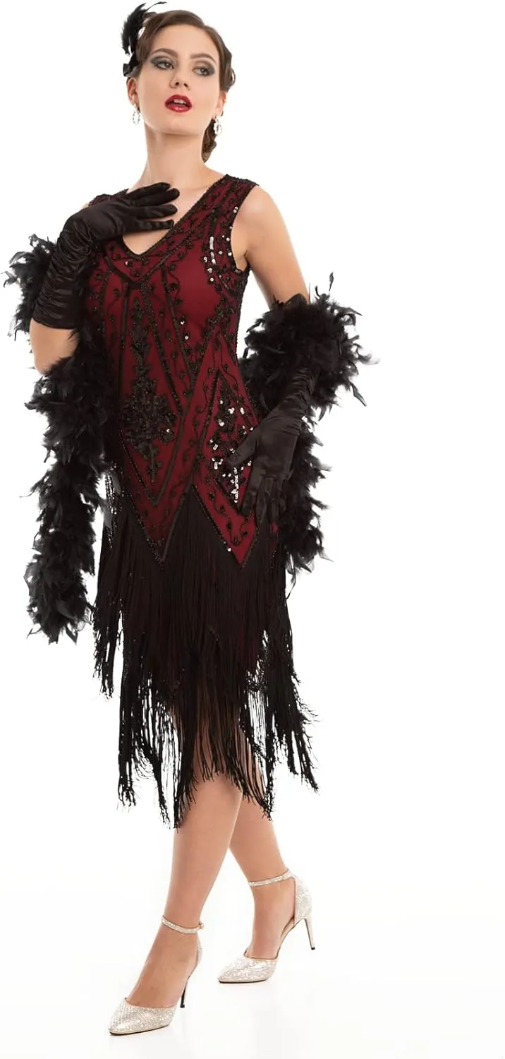 PrettyGuide Women's 1920s Flapper Dress Vintage Swing Fringed Gatsby Roaring 20s Dress