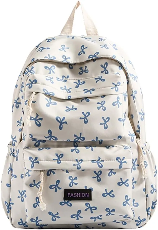 Print Bookbag Preppy Backpack Travel Daypack for (Blue)