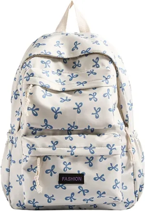 Print Bookbag Preppy Backpack Travel Daypack for (Blue)