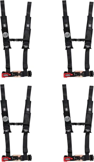 Pro Armor A114220 Black 4 Point Harness 2" Straps, 4 Pack