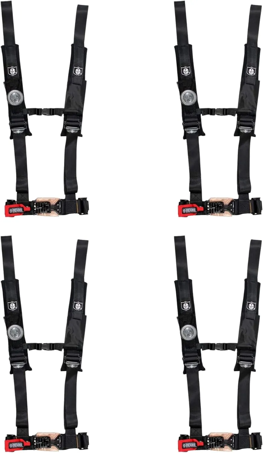 Pro Armor A114220 Black 4 Point Harness 2" Straps, 4 Pack