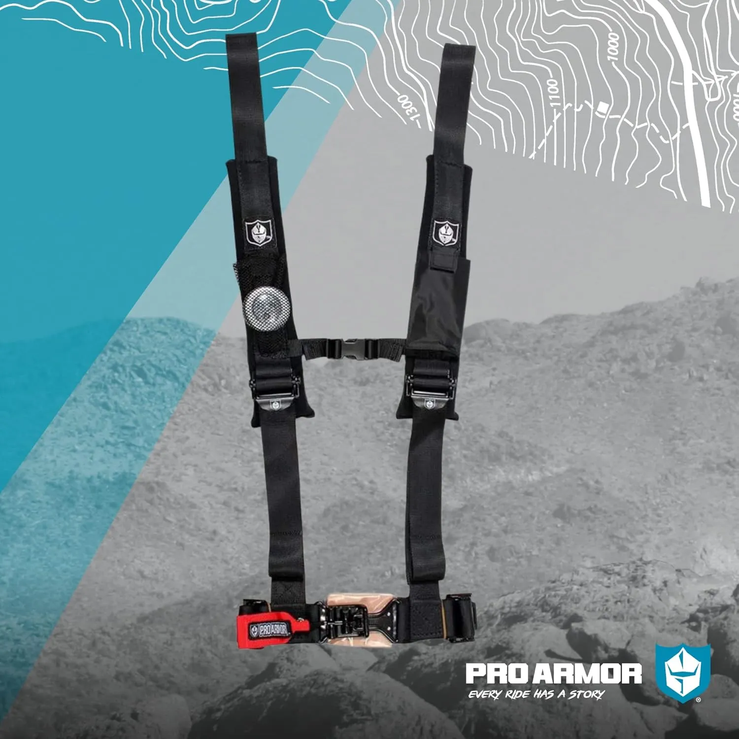 Pro Armor A114220 Black 4 Point Harness 2" Straps, 4 Pack