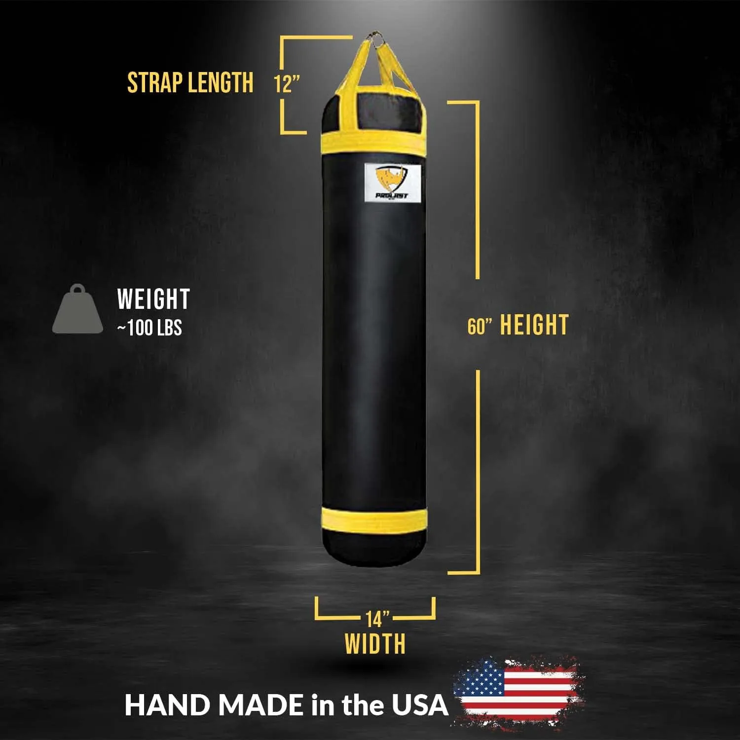 PROLAST Colored Trim/Strap Heavy Bag for Punching and Kicking-5 FT 100 LB Punching Bag Great for Boxing, MMA and Muay Thai. Select Color: Blue, Red, Yellow