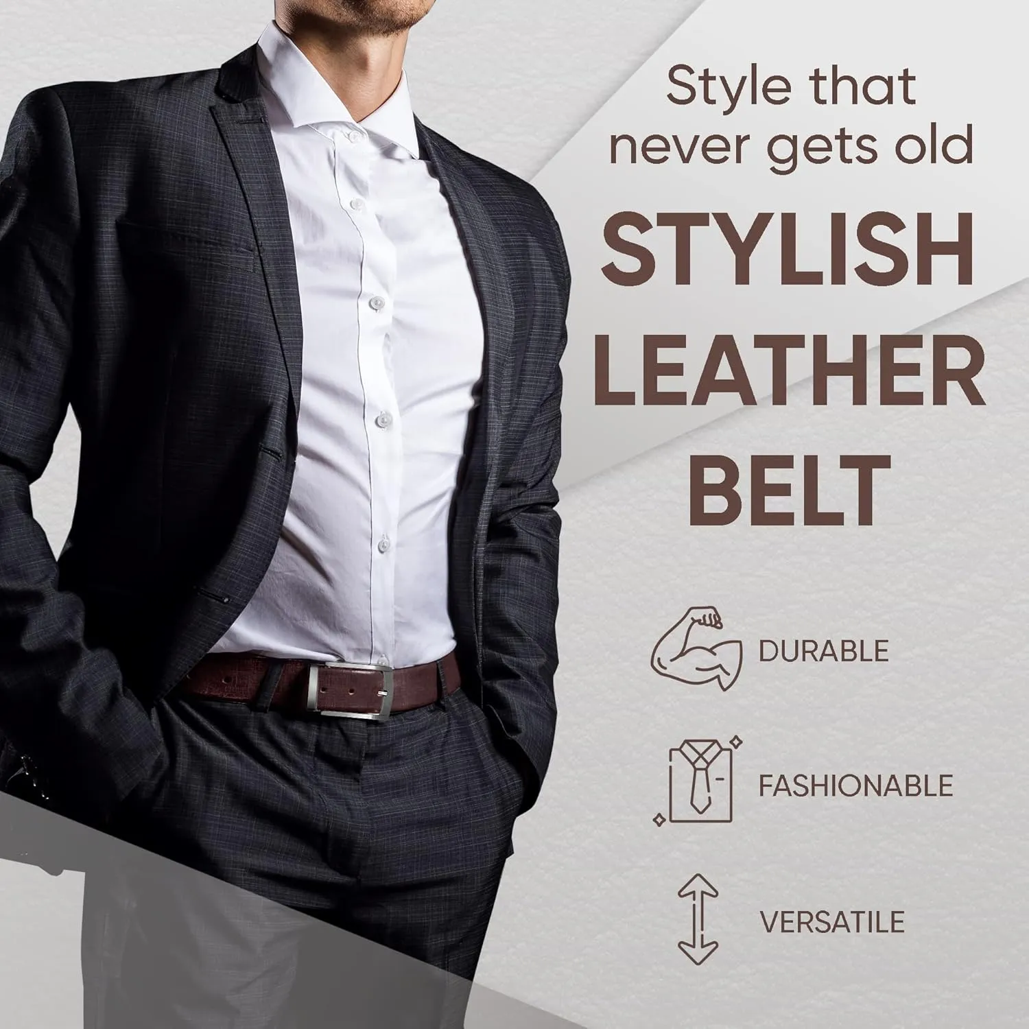 Prospero Comfort Men's Reversible Classic Dress Belt Italian Top Grain Leather Black & Brown Rotating Buckle