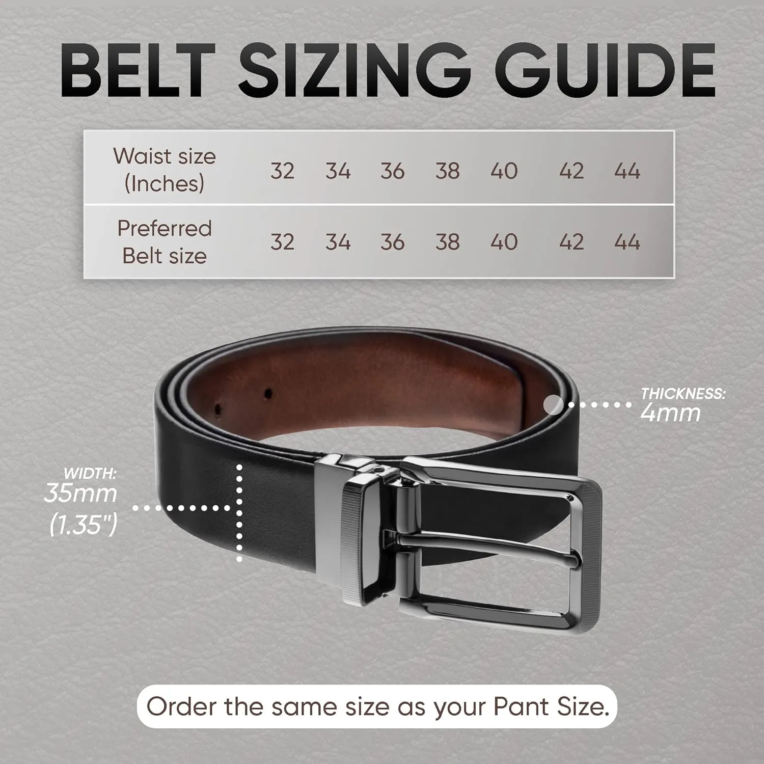 Prospero Comfort Men's Reversible Classic Dress Belt Italian Top Grain Leather Black & Brown Rotating Buckle