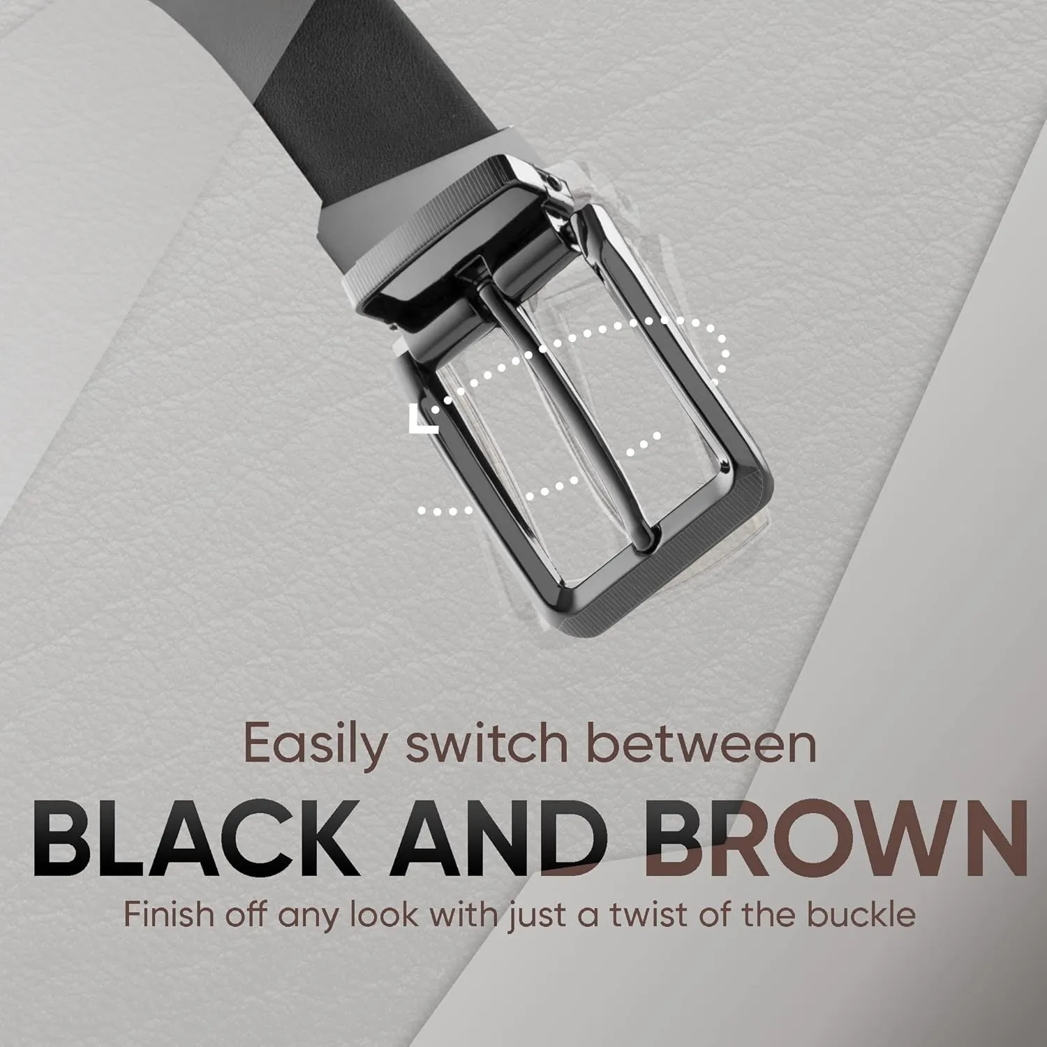 Prospero Comfort Men's Reversible Classic Dress Belt Italian Top Grain Leather Black & Brown Rotating Buckle