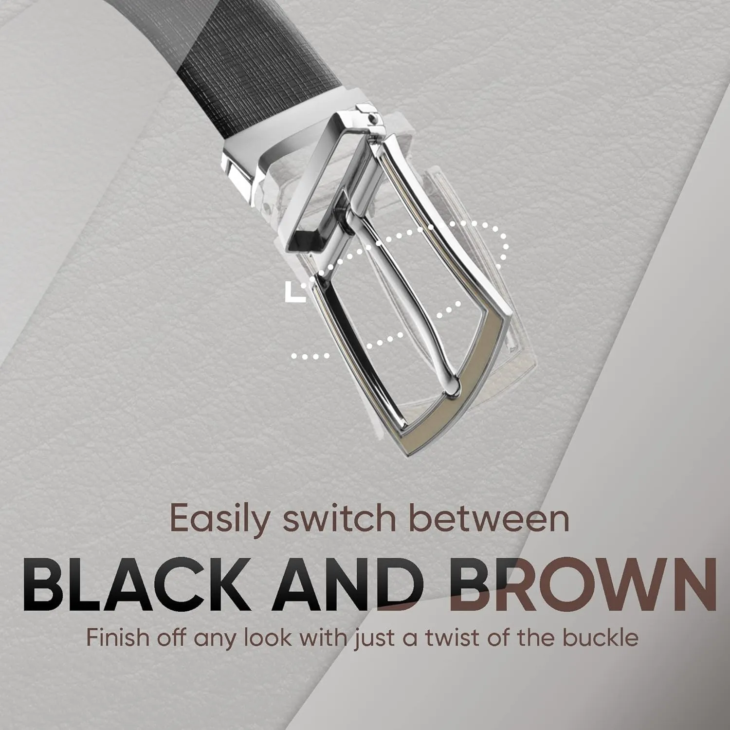 Prospero Comfort Men's Reversible Classic Dress Belt Italian Top Grain Leather Black & Brown Rotating Buckle