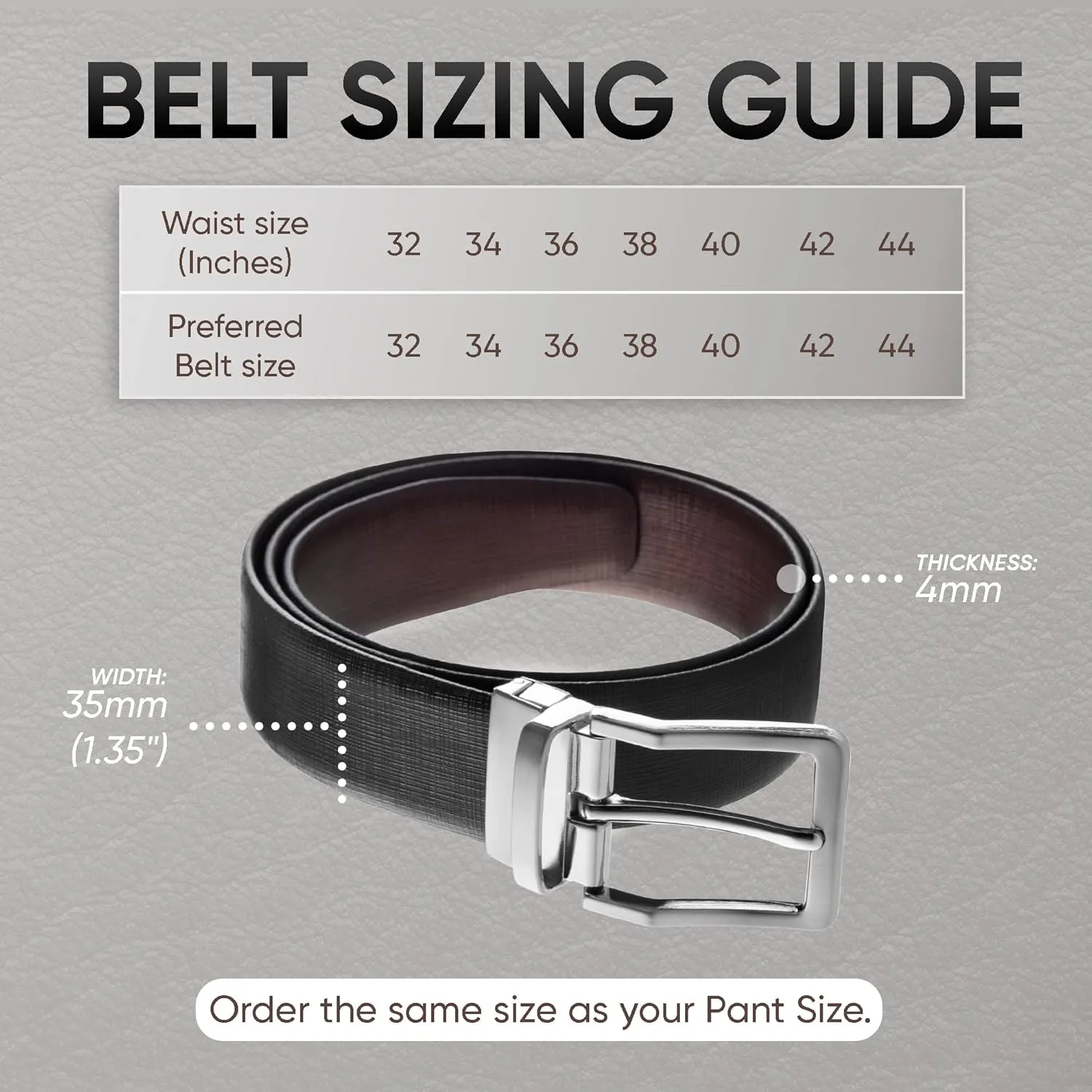 Prospero Comfort Men's Reversible Classic Dress Belt Italian Top Grain Leather Black & Brown Rotating Buckle