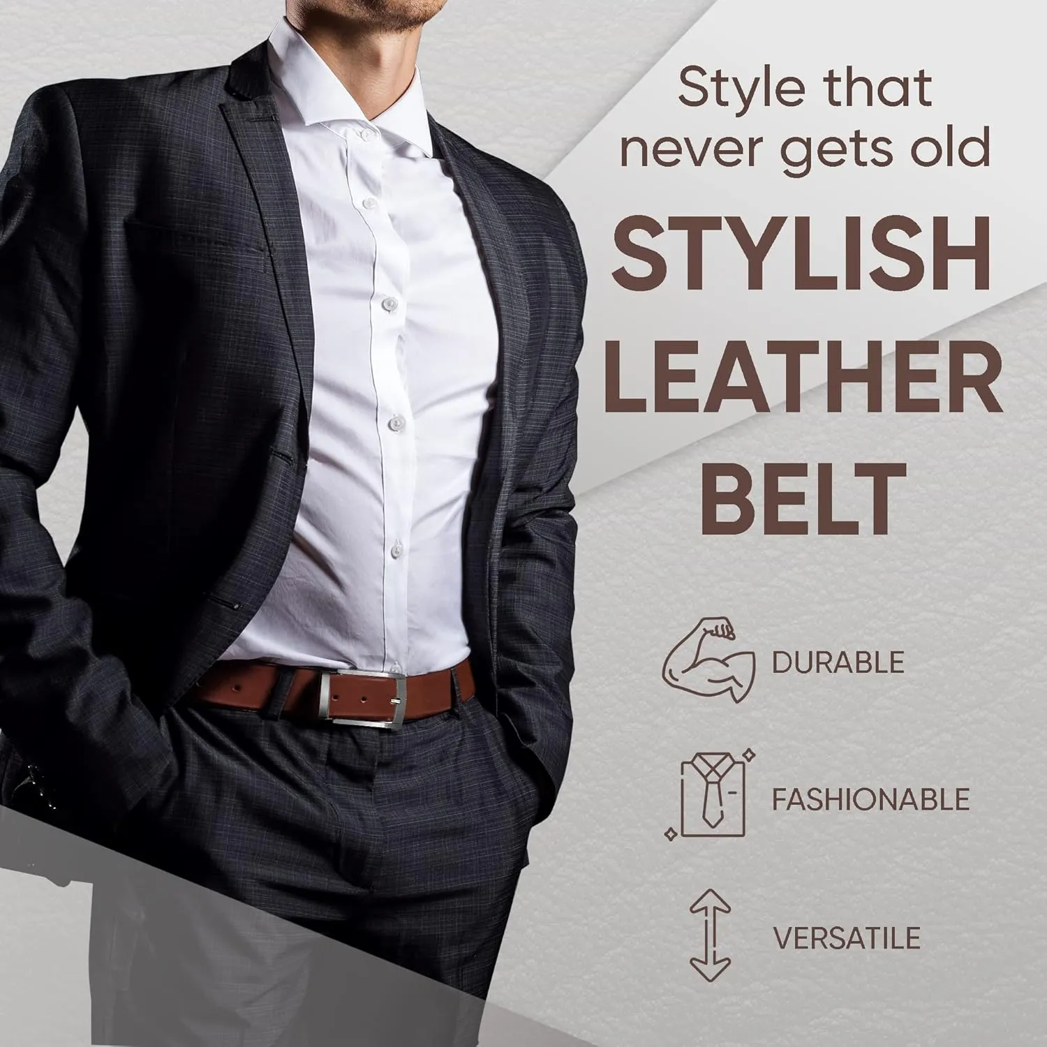 Prospero Comfort Men's Reversible Classic Dress Belt Italian Top Grain Leather Black & Brown Rotating Buckle