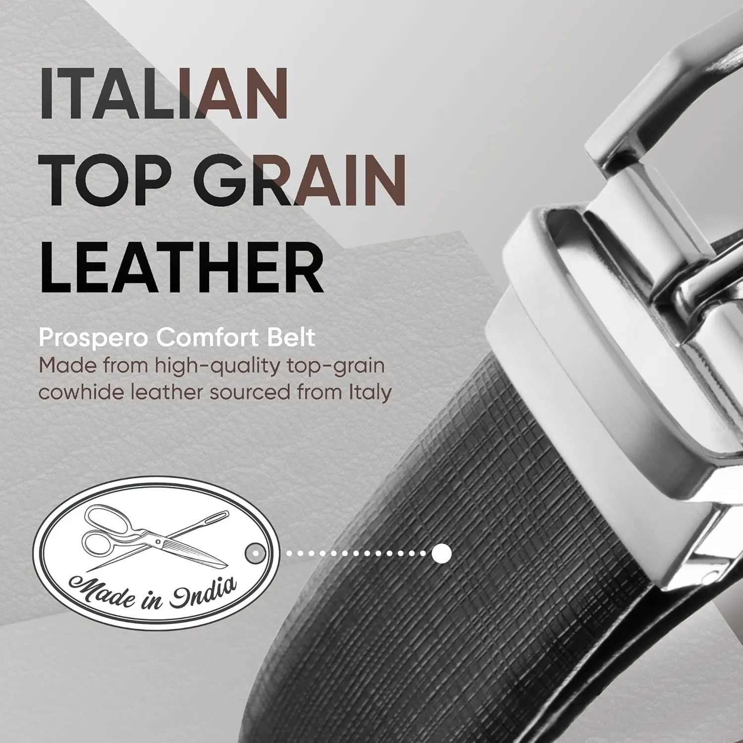Prospero Comfort Men's Reversible Classic Dress Belt Italian Top Grain Leather Black & Brown Rotating Buckle