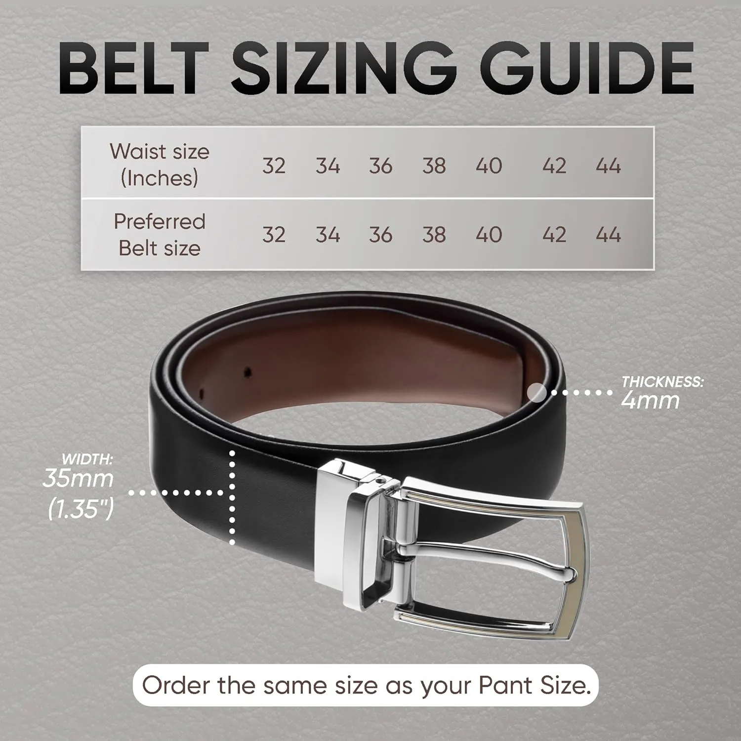 Prospero Comfort Men's Reversible Classic Dress Belt Italian Top Grain Leather Black & Brown Rotating Buckle