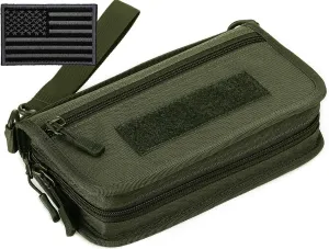 Protector Plus Tactical Wallet for Men ID Card Holder Military Credit Cards Organizer Pack Portable Handbag MOLLE Bag Purse (Patch Included), Army Green