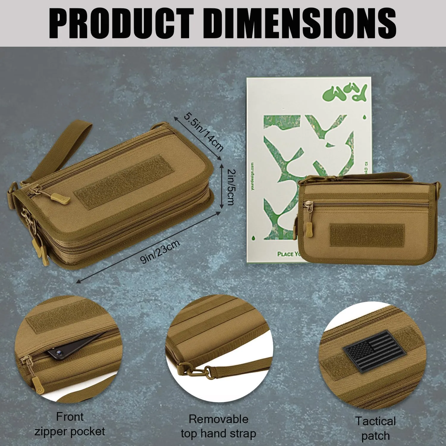 Protector Plus Tactical Wallet for Men ID Card Holder Military Credit Cards Organizer Pack Portable Handbag MOLLE Bag Purse (Patch Included), Army Green