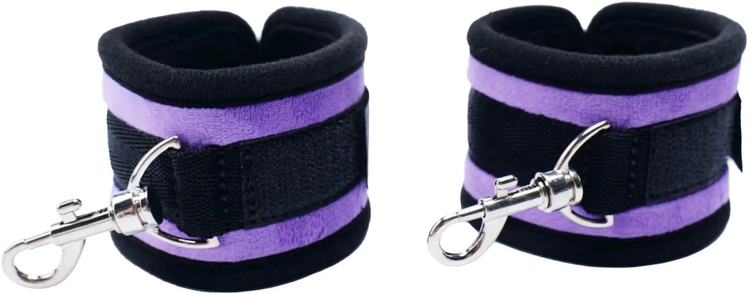 Purple Ankle Straps Wrist Cuffs Furry PU Fitness for Enhanced Grip and Support during Workouts