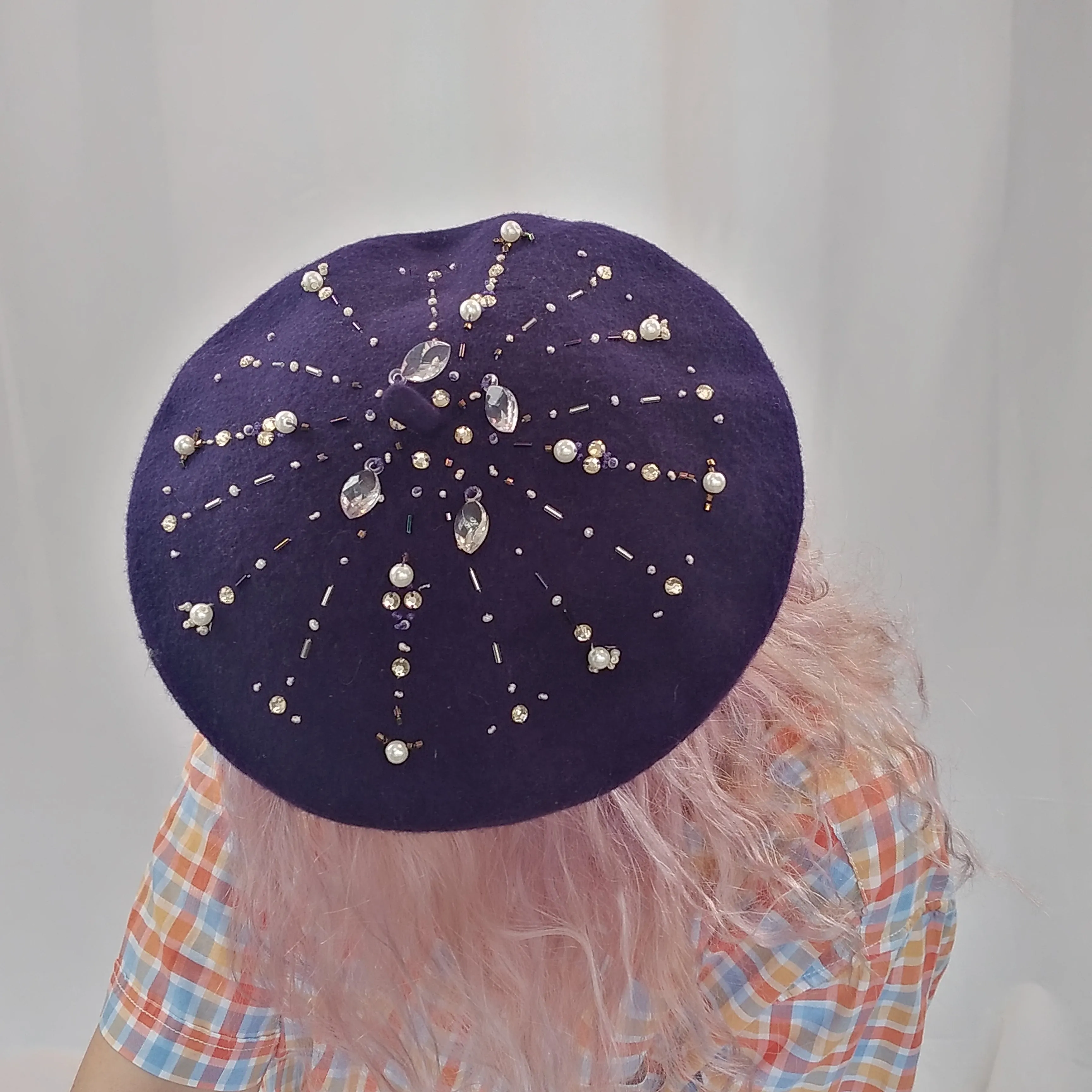 PURPLE EMBELLISHED BERET