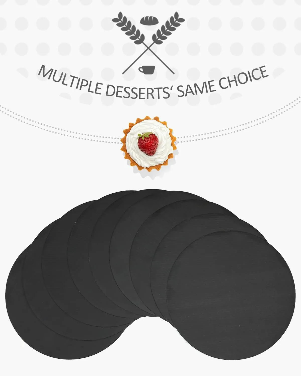 qiqee 10 Inch Black Cake Boards Round 40-Packs Circles Rounds Base Food-Grade Cardboard10 Inch Cake Plate（Thinner But Stronger）