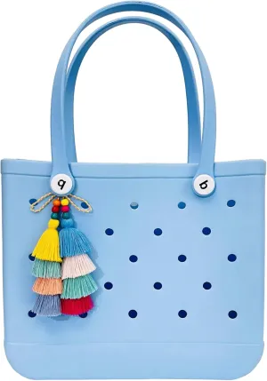 QTMY Pom Pom Tassel Charms for Bogg Bag Accessories Rubber Beach Bag, Boho Purse Charms,18