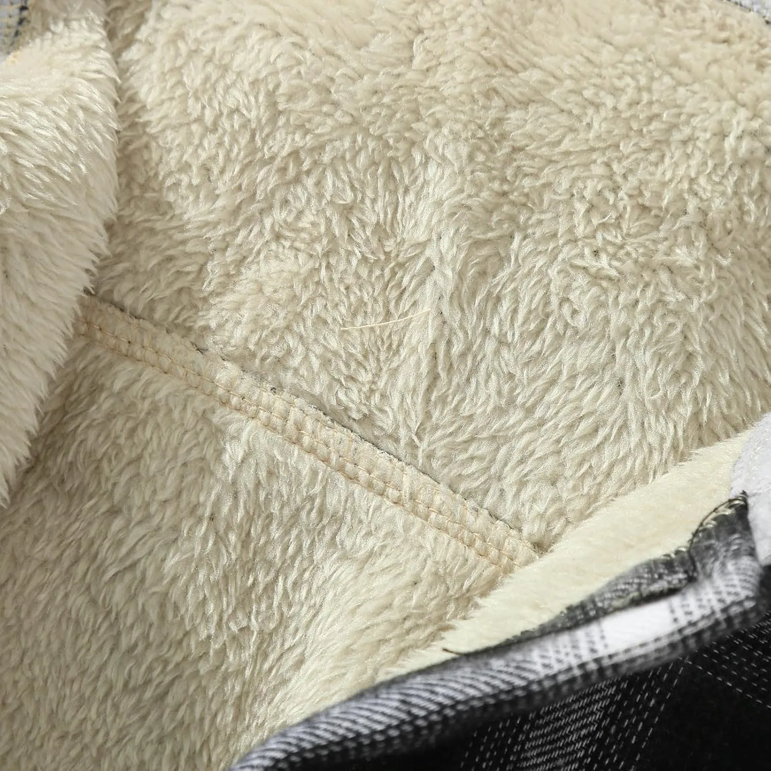 Quilted Lined Flannel Shirt Jacket for Men Hooded Zipper Pocket Long Sleeve Shirt Patchwork Flannel Shirt for Men