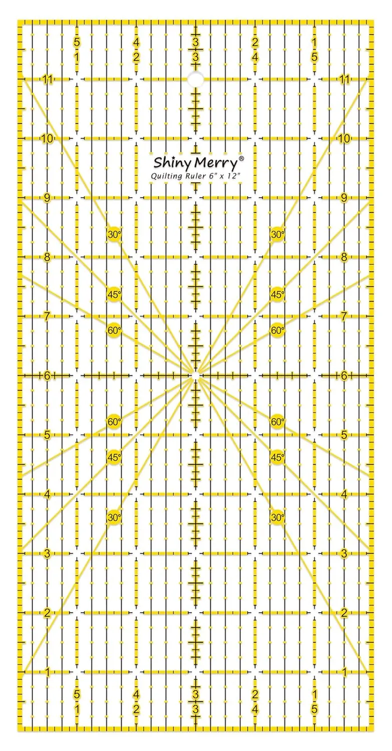 Quilting Ruler, Laser Cut Non Slip Grids Quilting Rulers,6" x 12" for Quilting,Fabric, Patchwork,Sewing & Crafts, Yellow&Black Grid-shiny Merry