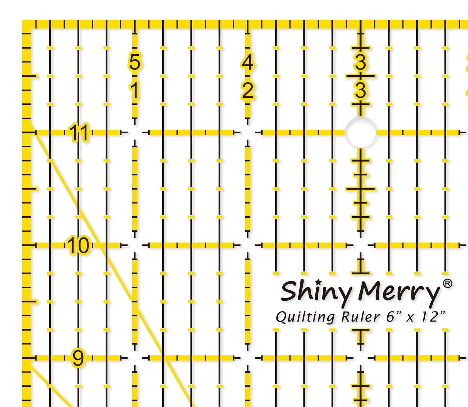 Quilting Ruler, Laser Cut Non Slip Grids Quilting Rulers,6" x 12" for Quilting,Fabric, Patchwork,Sewing & Crafts, Yellow&Black Grid-shiny Merry