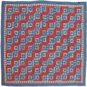 Quilts - Red Log Cabin King Quilt 105" W x 95" L | Cotton Quilt with Matching Pillow Shams (27" W X 21" L) 2Nos