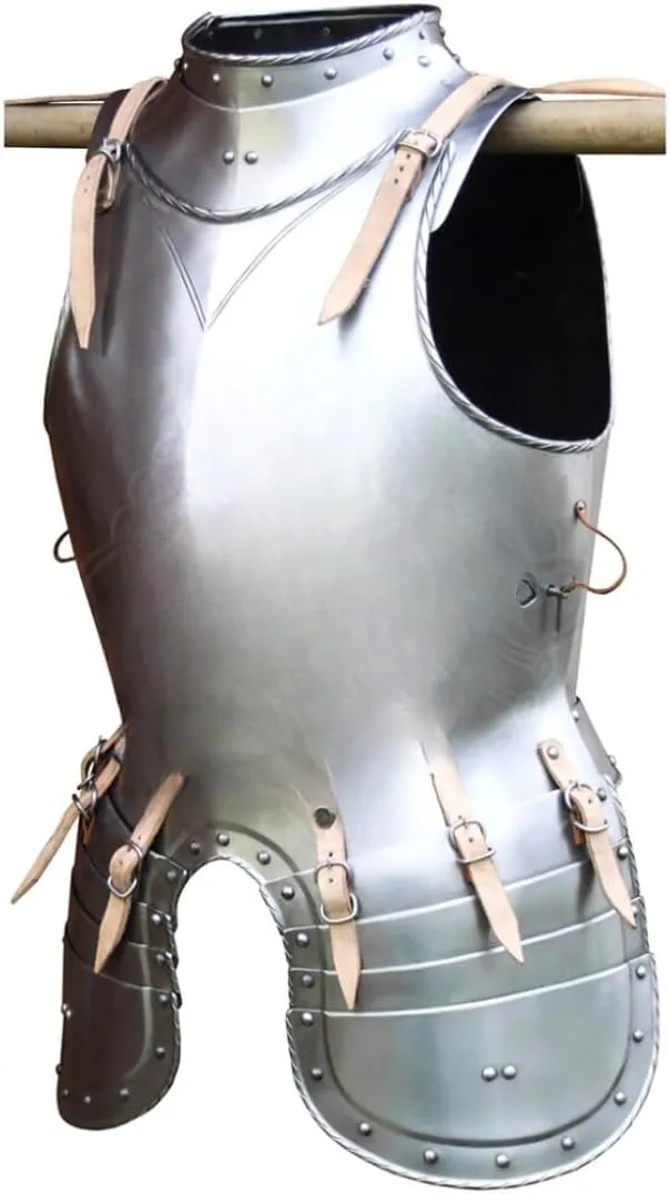 "Medieval Cuirass with 'Goosy Belly' Design – Authentic Historical Steel Armor for Full Torso Protection, Featuring Unique Rounded Belly Plate for Comfort and Mobility in Reenactments.