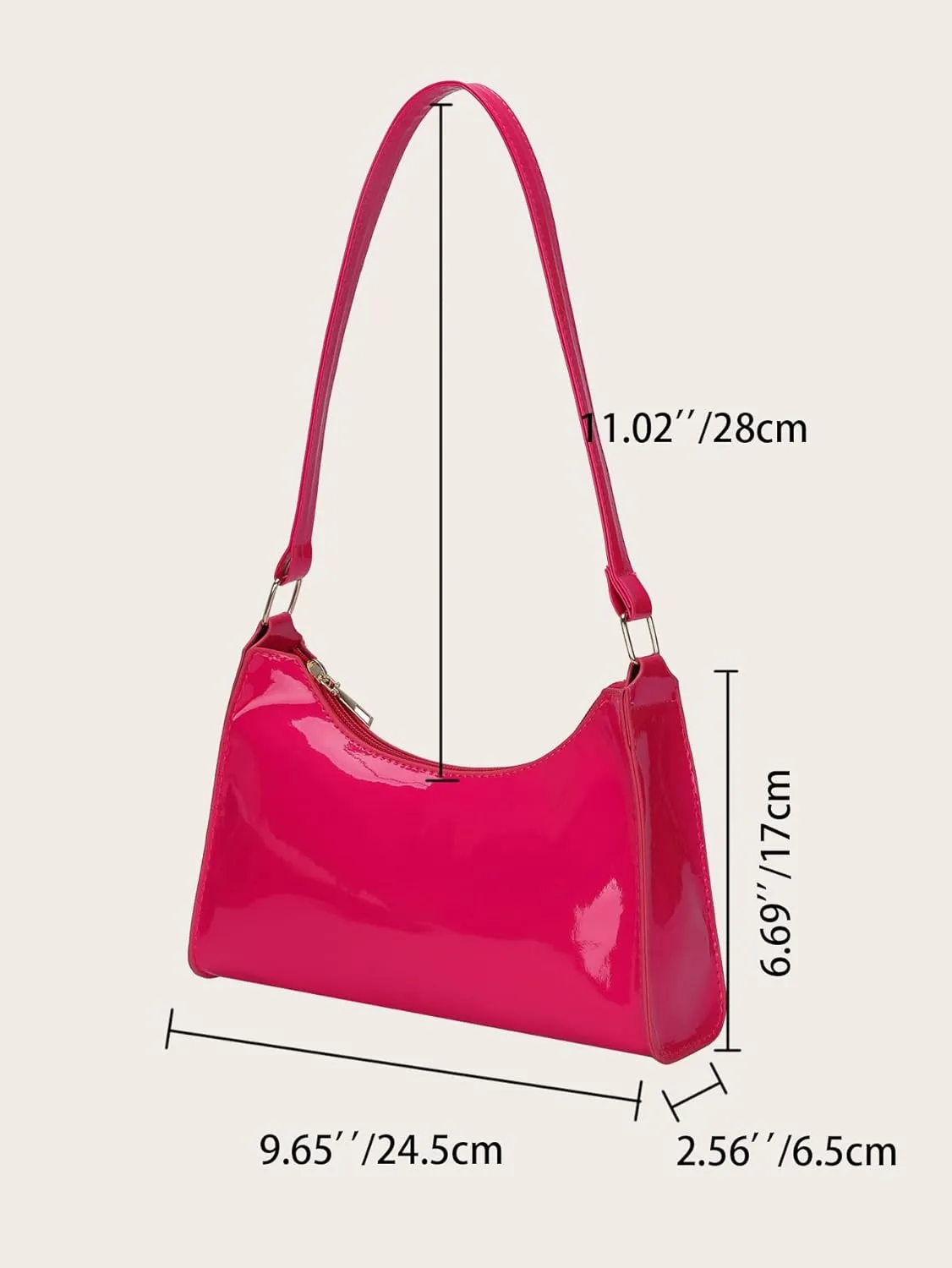 QWINEE Women's Artificial Patent Leather Tote - Square, Satchel, Ladies Shoulder Totes, Crossbody Bags