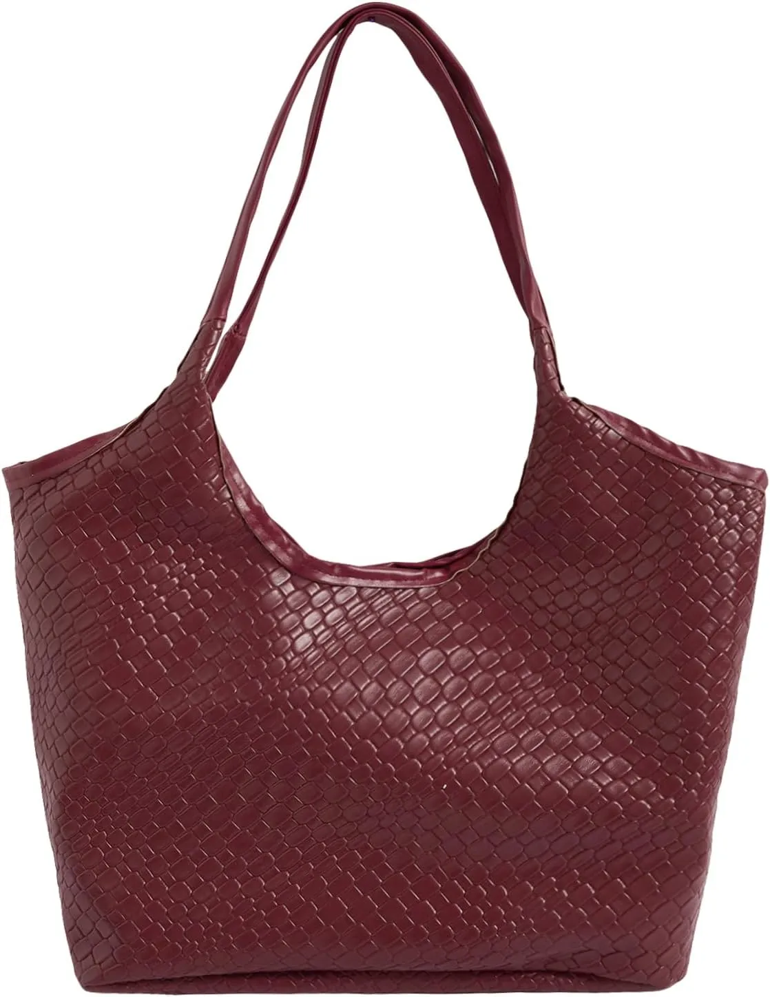 QWINEE Women's Bow Knot Shoulder Handbag Vintage Woven Leather Double Straps Underarm Purse