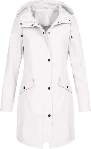Rain Coat for Women Waterproof Hood Lightweight Outdoor Jacket Long Women's Coat Waterproof Travel Jacket