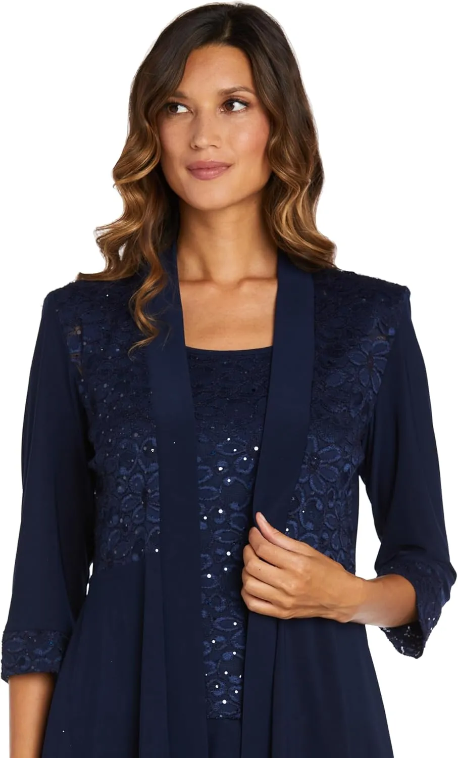 R&M Richards Women's 2 Piece Floral Lace Pantsuit