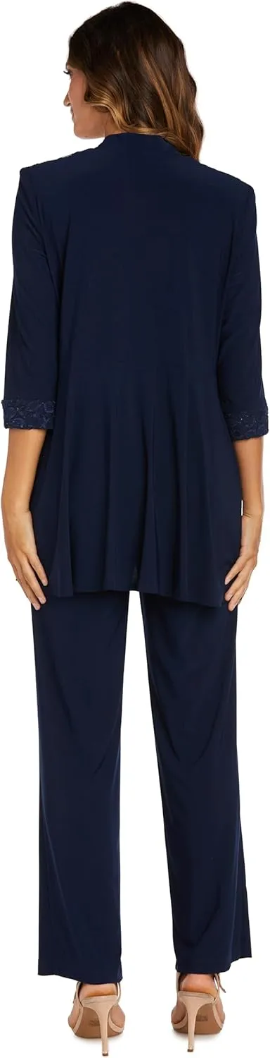 R&M Richards Women's 2 Piece Floral Lace Pantsuit